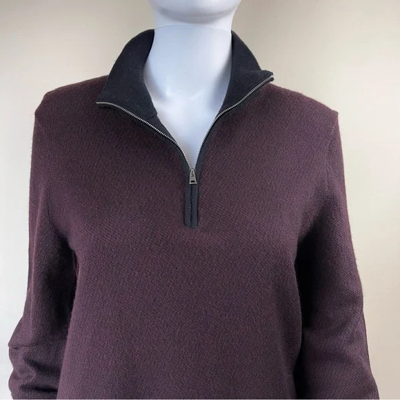 Pal Zileri 100% Lana Wool 1/4 Zip Sweater Burgundy Black - Picture 6 of 15